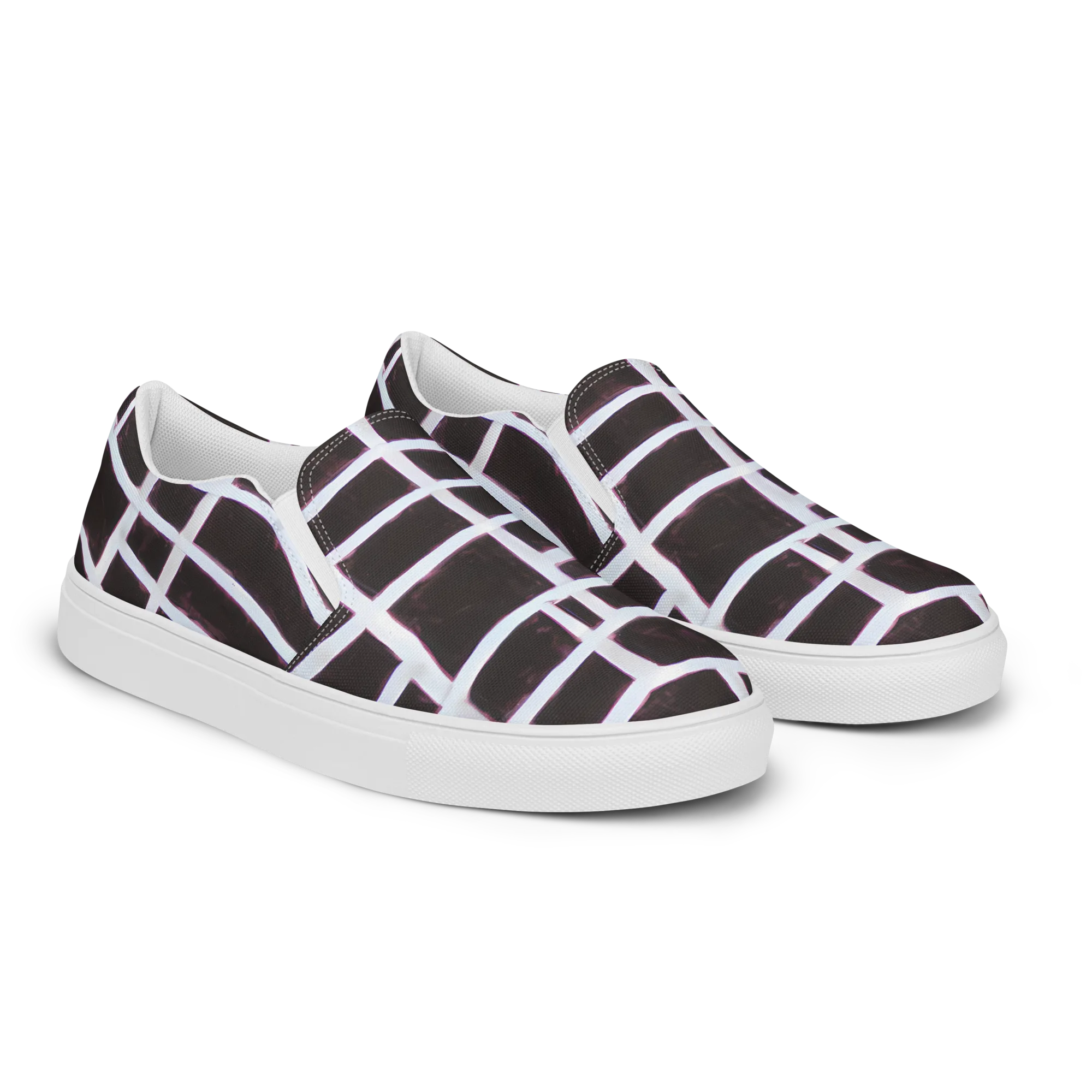Velvet Grid on Women's Slip-On Canvas Shoes — Right Front