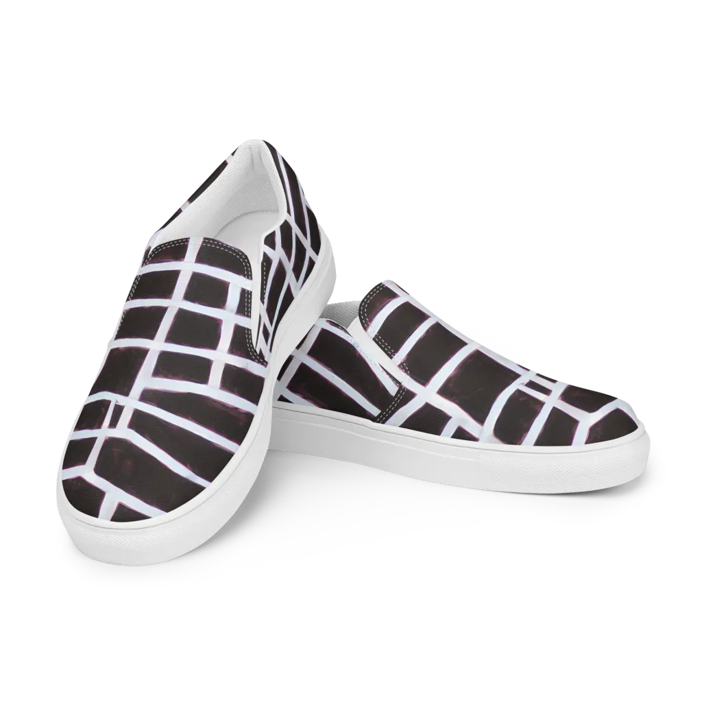 Velvet Grid on Women's Slip-On Canvas Shoes — Left Front