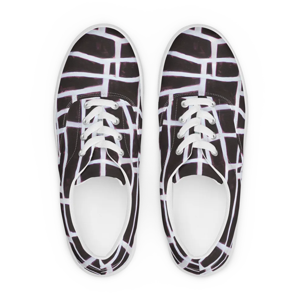 Velvet Grid on Men's Lace-Up Canvas Shoes — Front