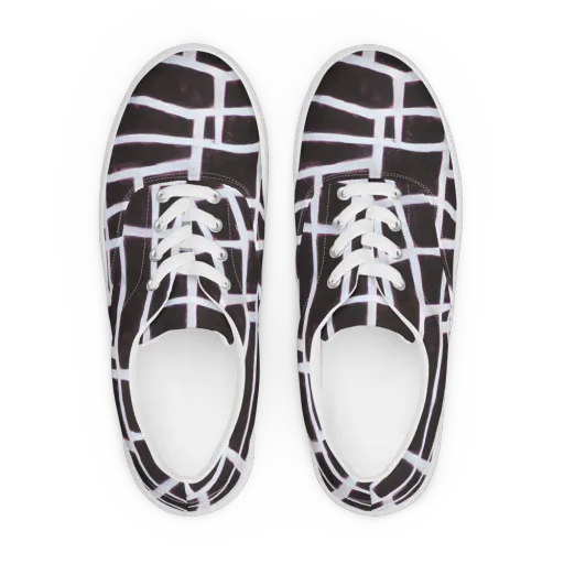 Velvet Grid on a Men's Lace-Up Canvas Shoes