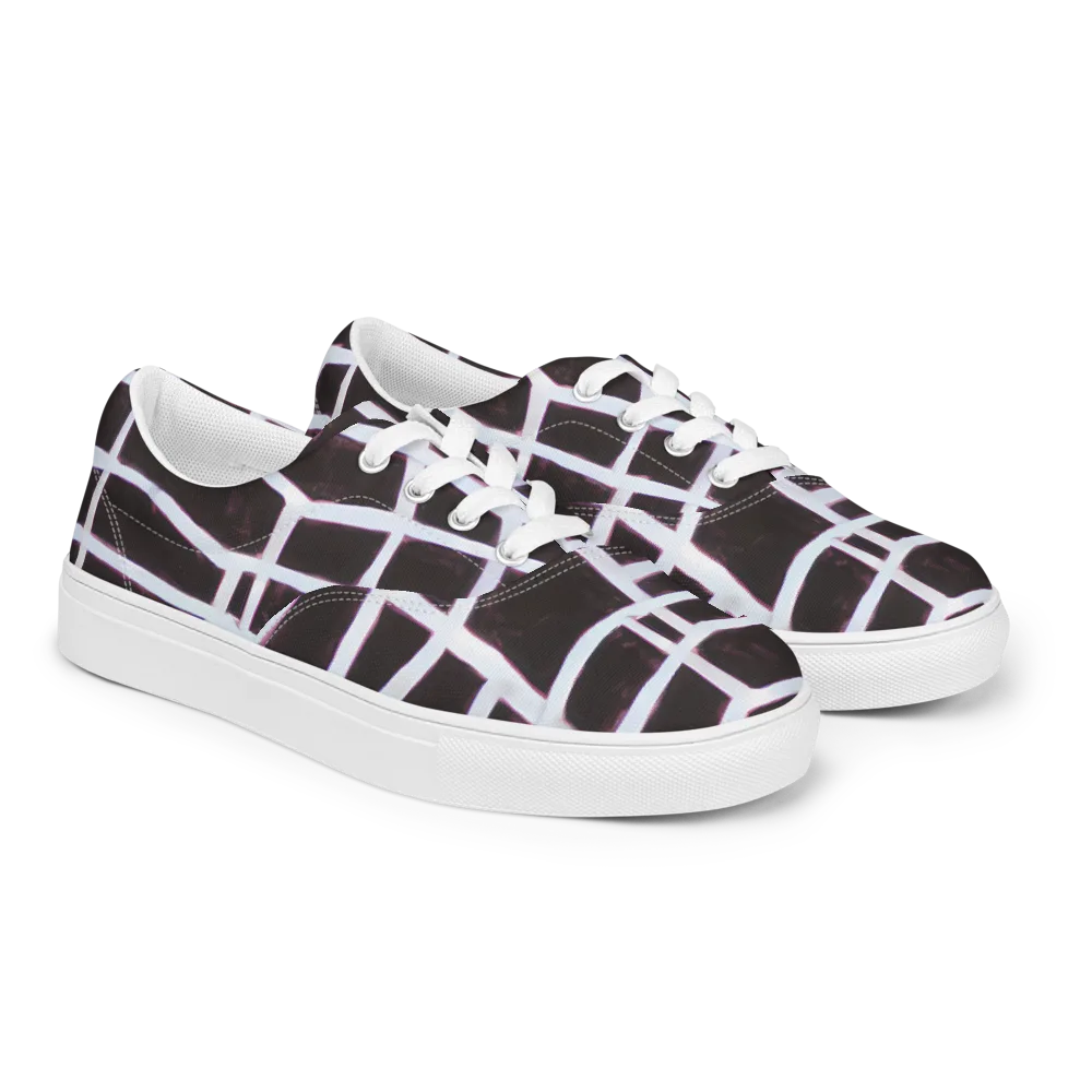Velvet Grid on Men's Lace-Up Canvas Shoes — Right Front