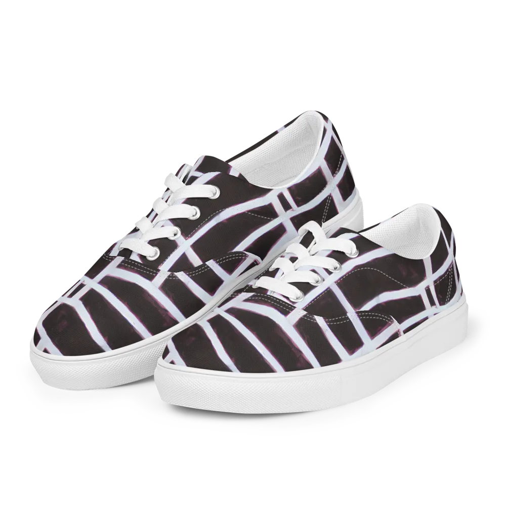 Velvet Grid on Men's Lace-Up Canvas Shoes — Left Front