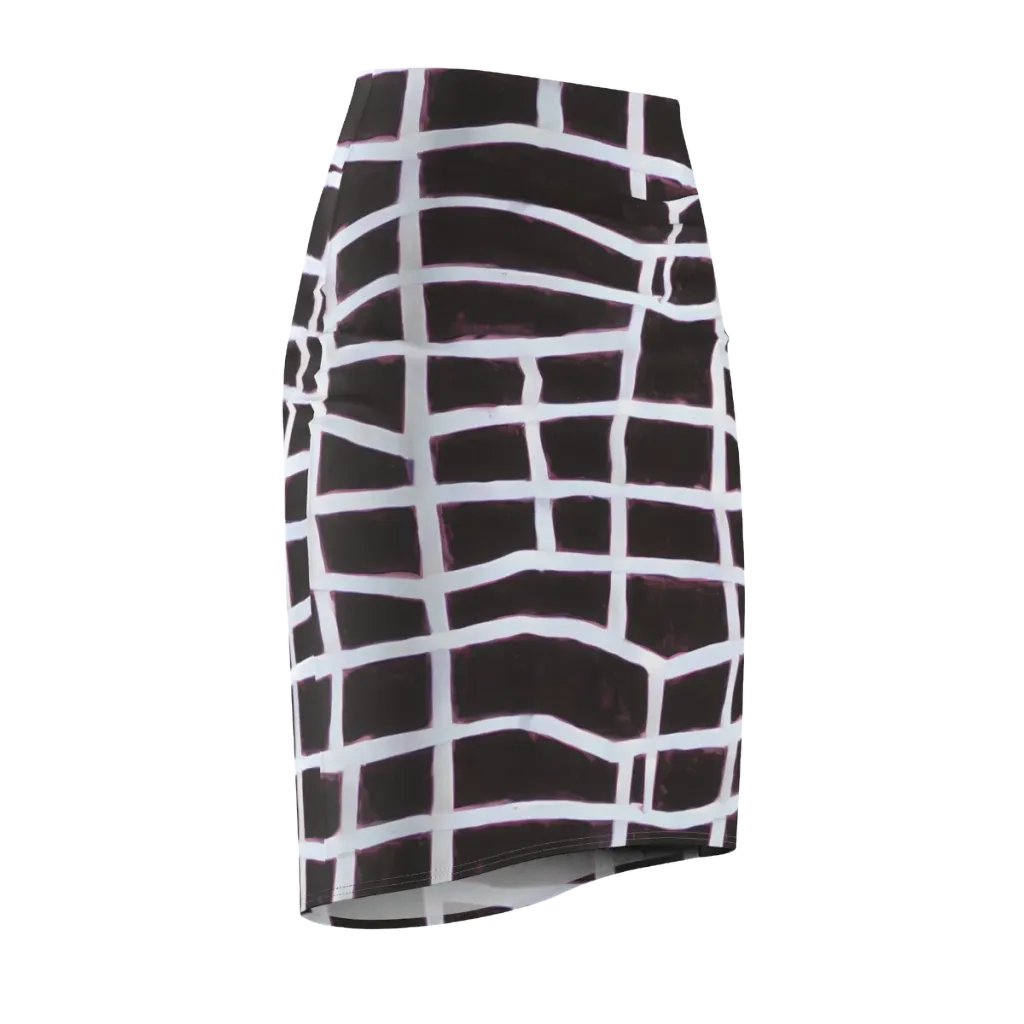 Velvet Grid on Pencil Skirt — Front Side