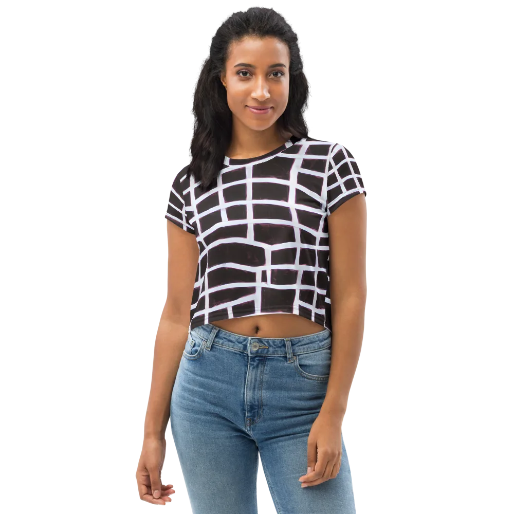 Velvet Grid on Crop Tee — Front