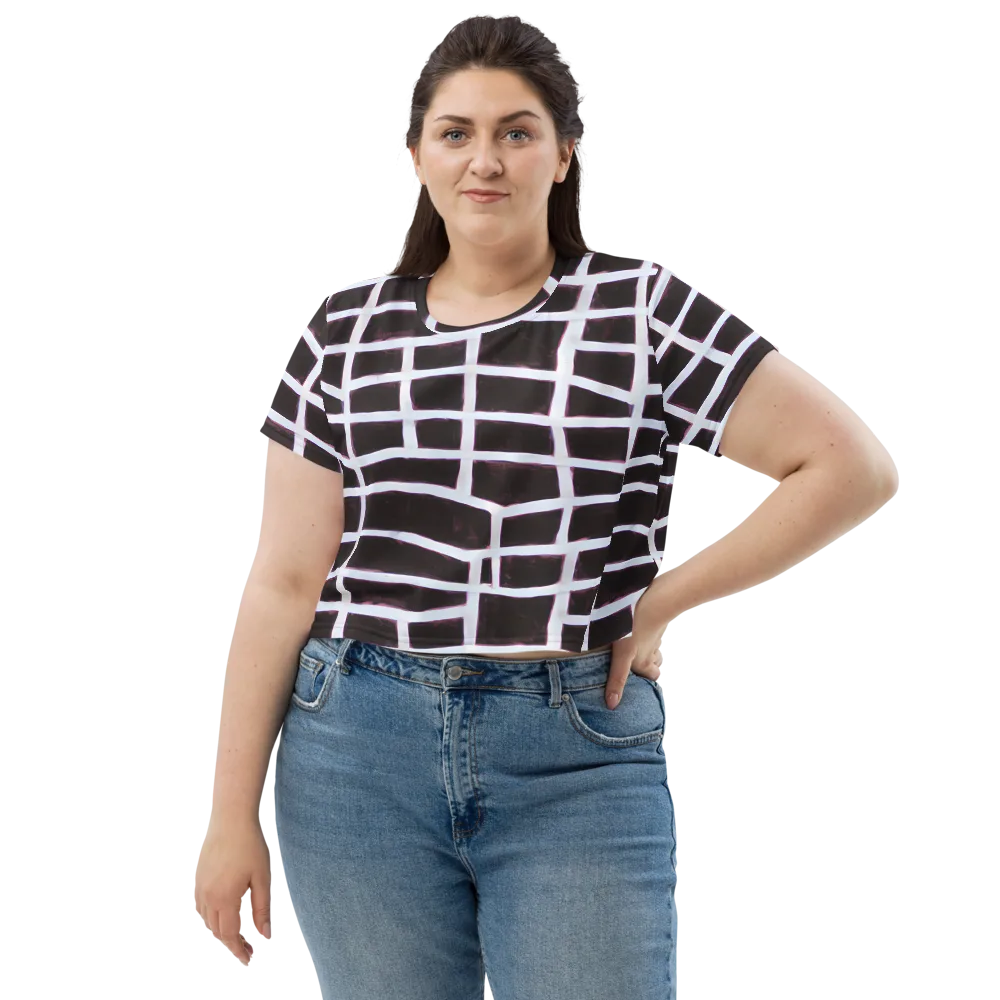 Velvet Grid on Crop Tee — Front