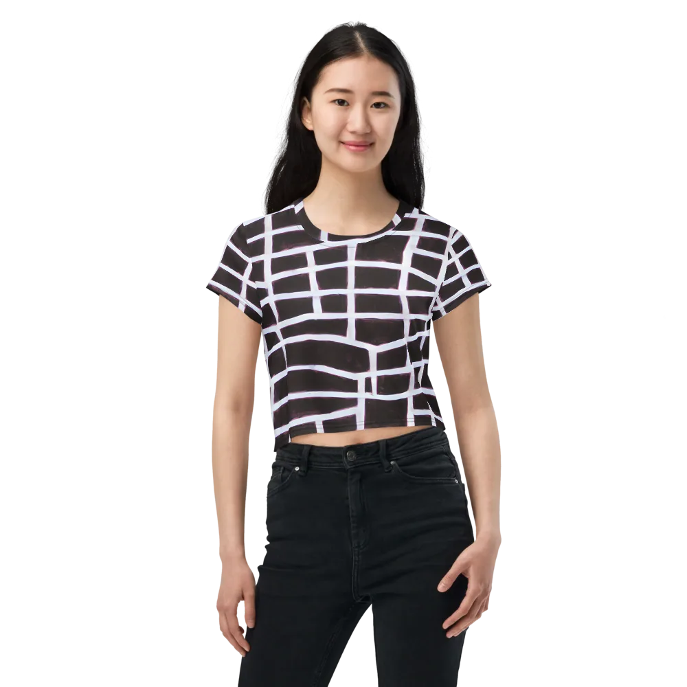Velvet Grid on Crop Tee — Front