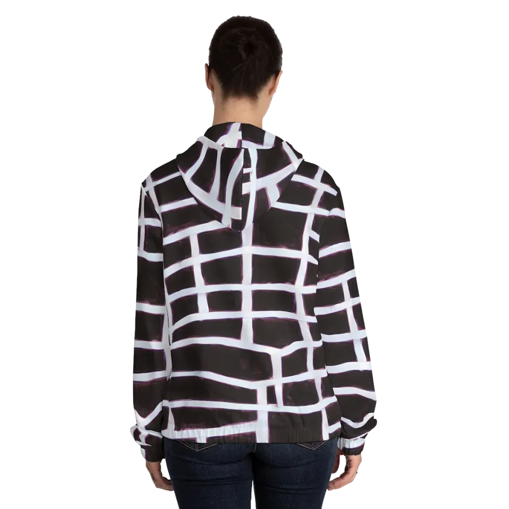 Velvet Grid on Women's Full-Zip Hoodie — Back On Person