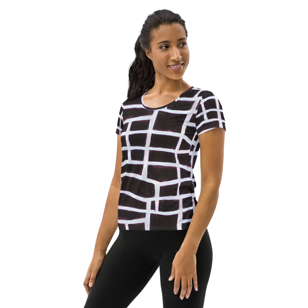 Velvet Grid on Women's Athletic T-Shirt — Left