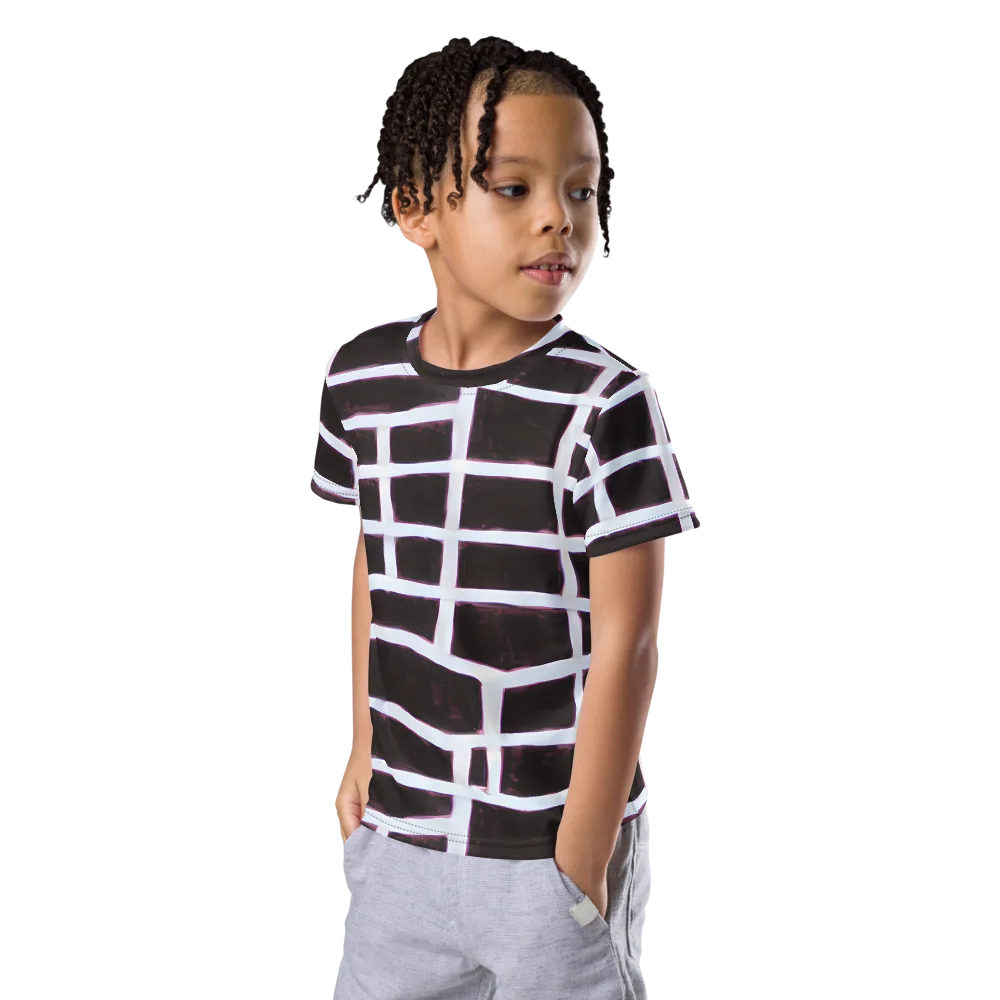 Velvet Grid on Kids Crew Neck T-Shirt — Left Front