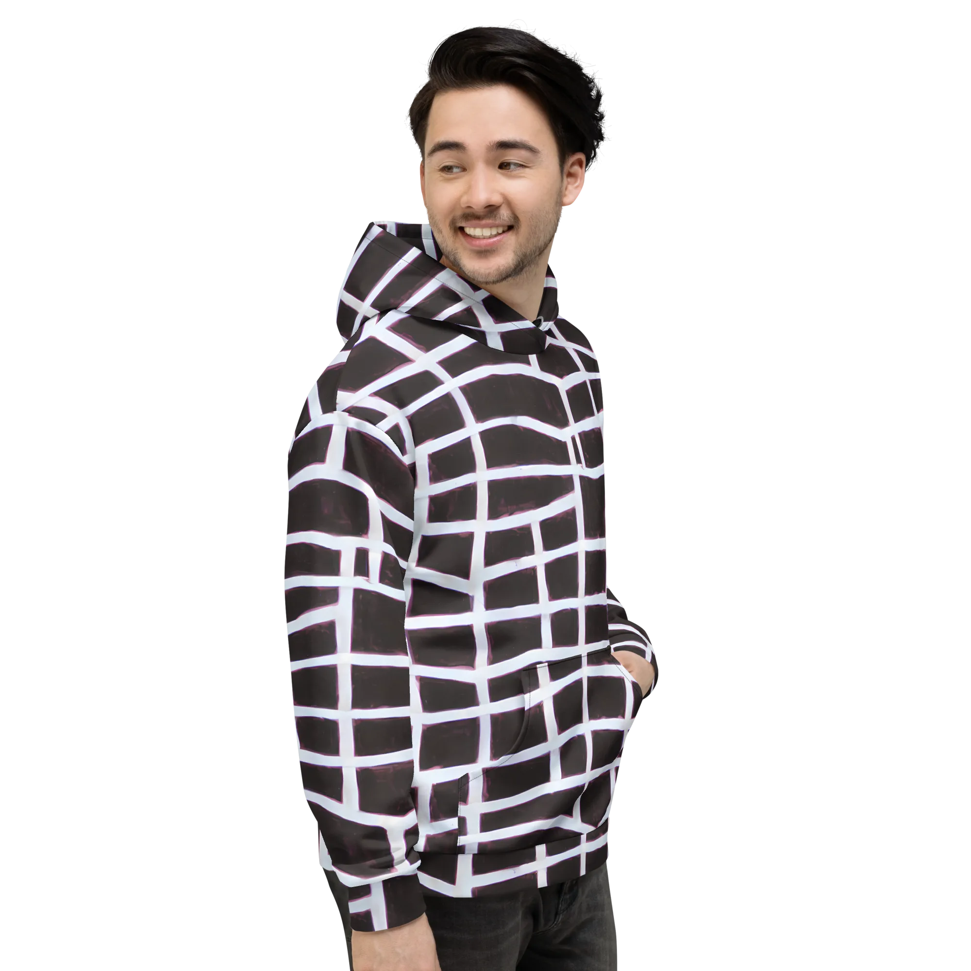 Velvet Grid on Hoodie — Right