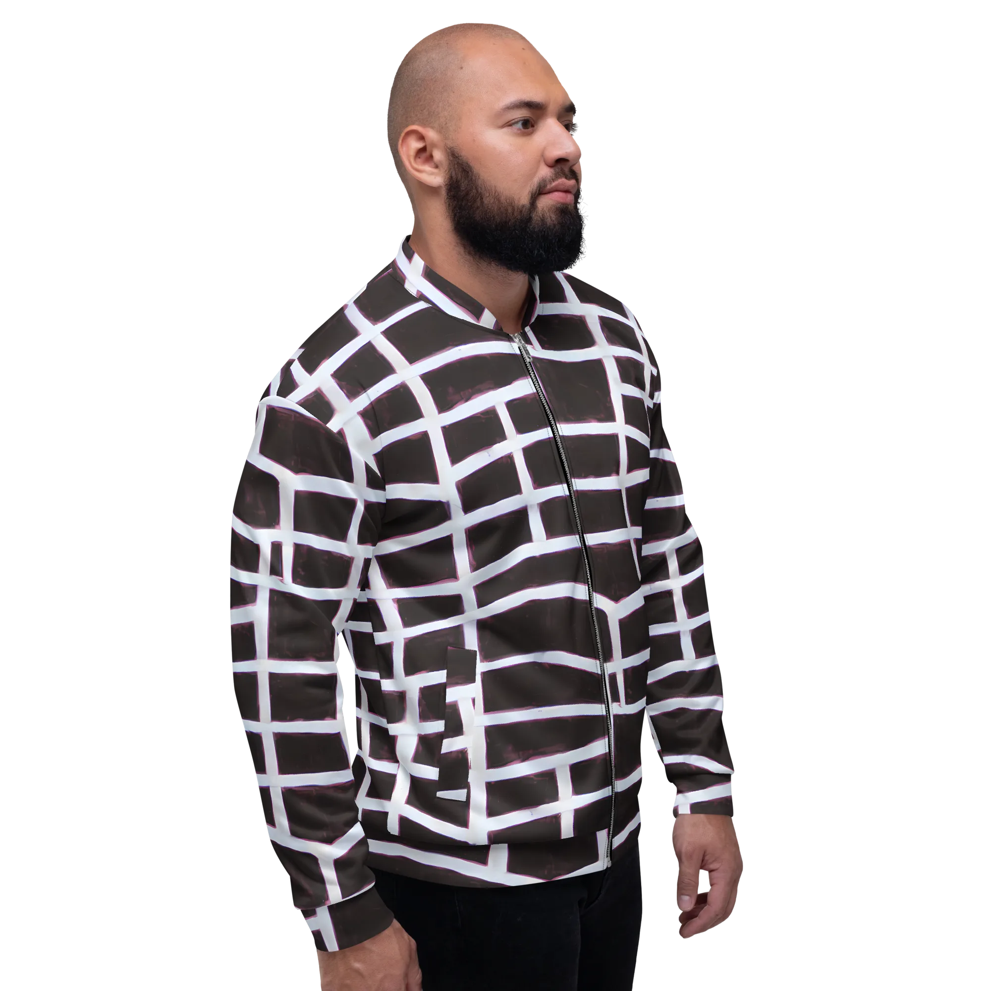 Velvet Grid on Bomber Jacket — Right