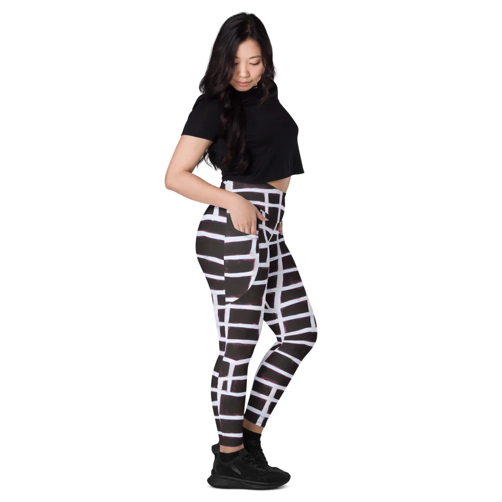 Velvet Grid on Leggings with Pockets — Right