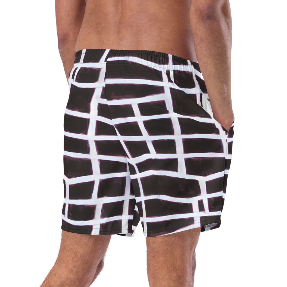 Velvet Grid on Swim Trunks — Right Back