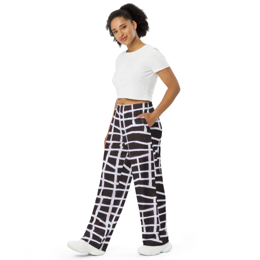 Velvet Grid on a Wide-Leg Pants