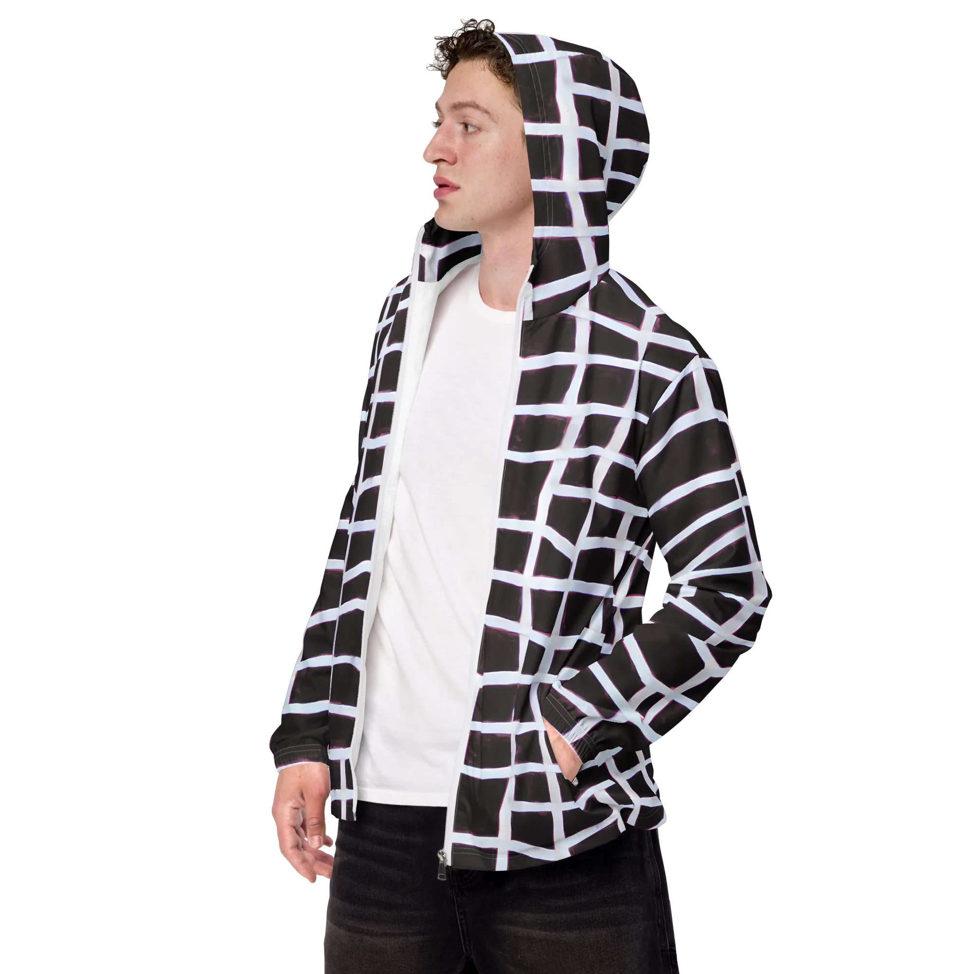 Velvet Grid on Men's Windbreaker — Left Front