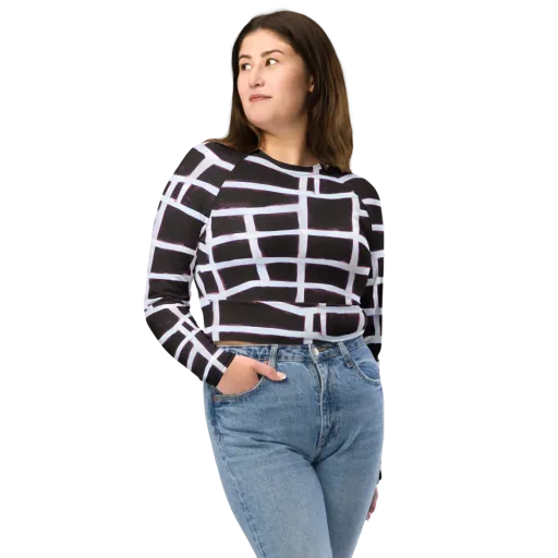 Velvet Grid on a Long Sleeve Crop Top