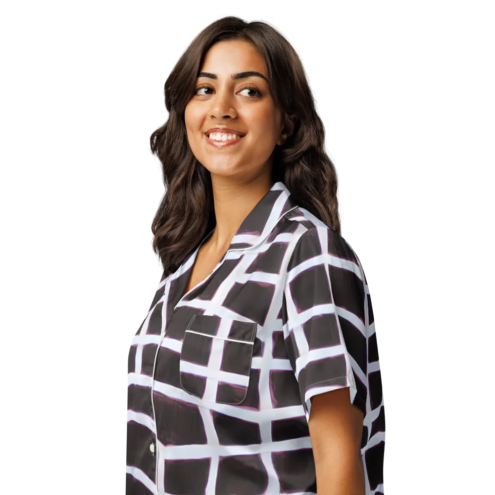 Velvet Grid on Women's Short Sleeve Pajama Top — Left Front