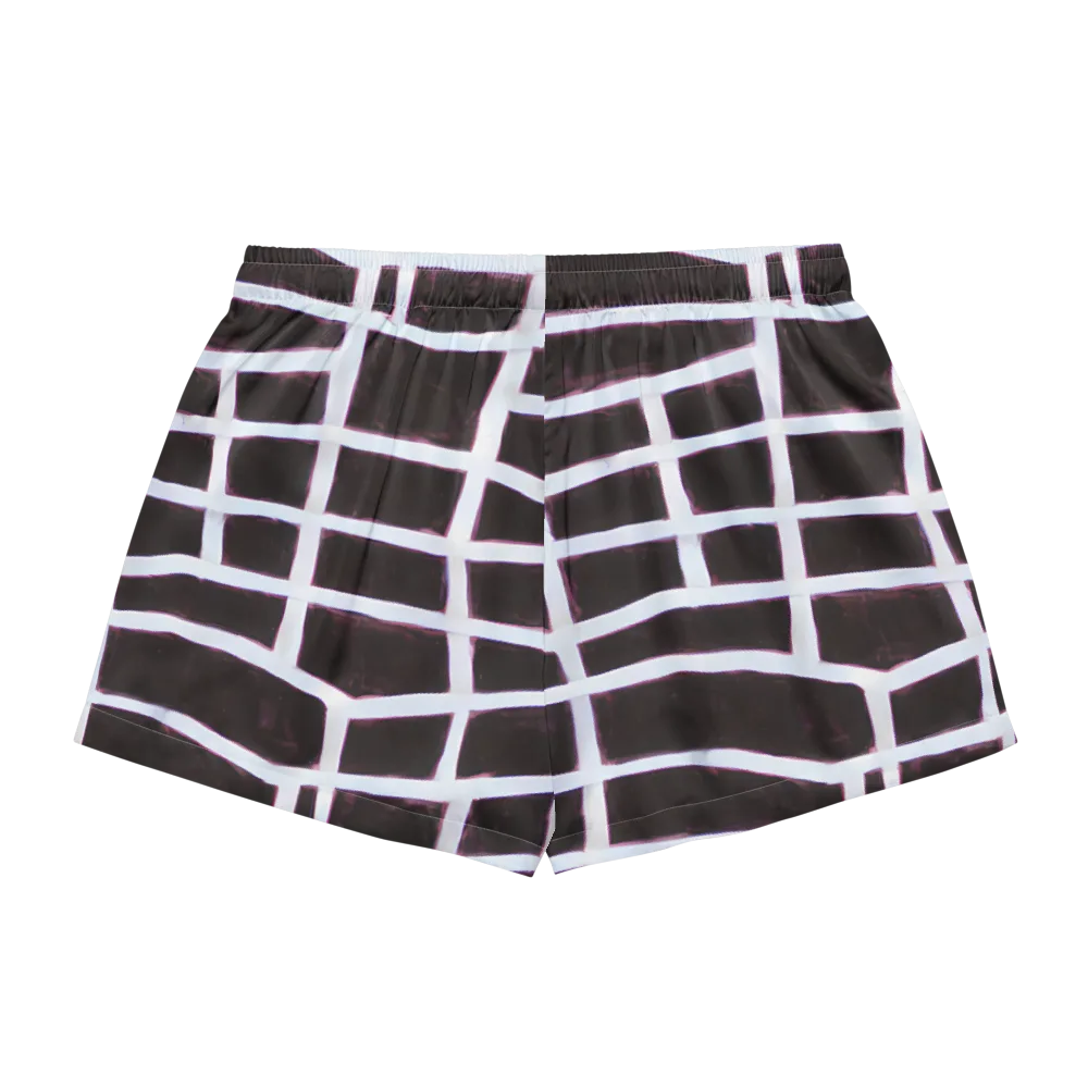 Velvet Grid on Women's Pajama Shorts — Back