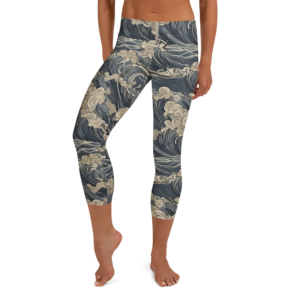 Beacon in the Swell on Capri Leggings — Front