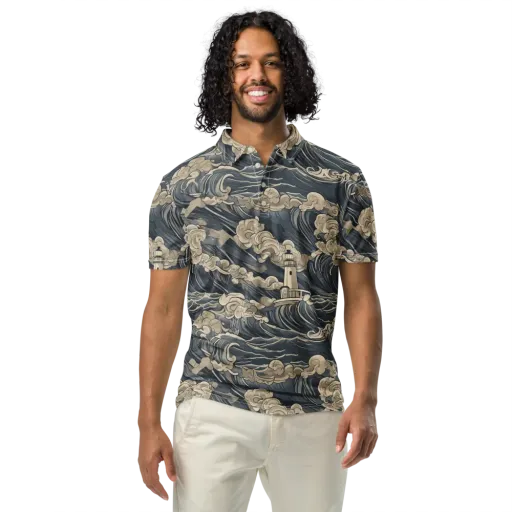 Beacon in the Swell on a Men's Slim Fit Polo Shirt