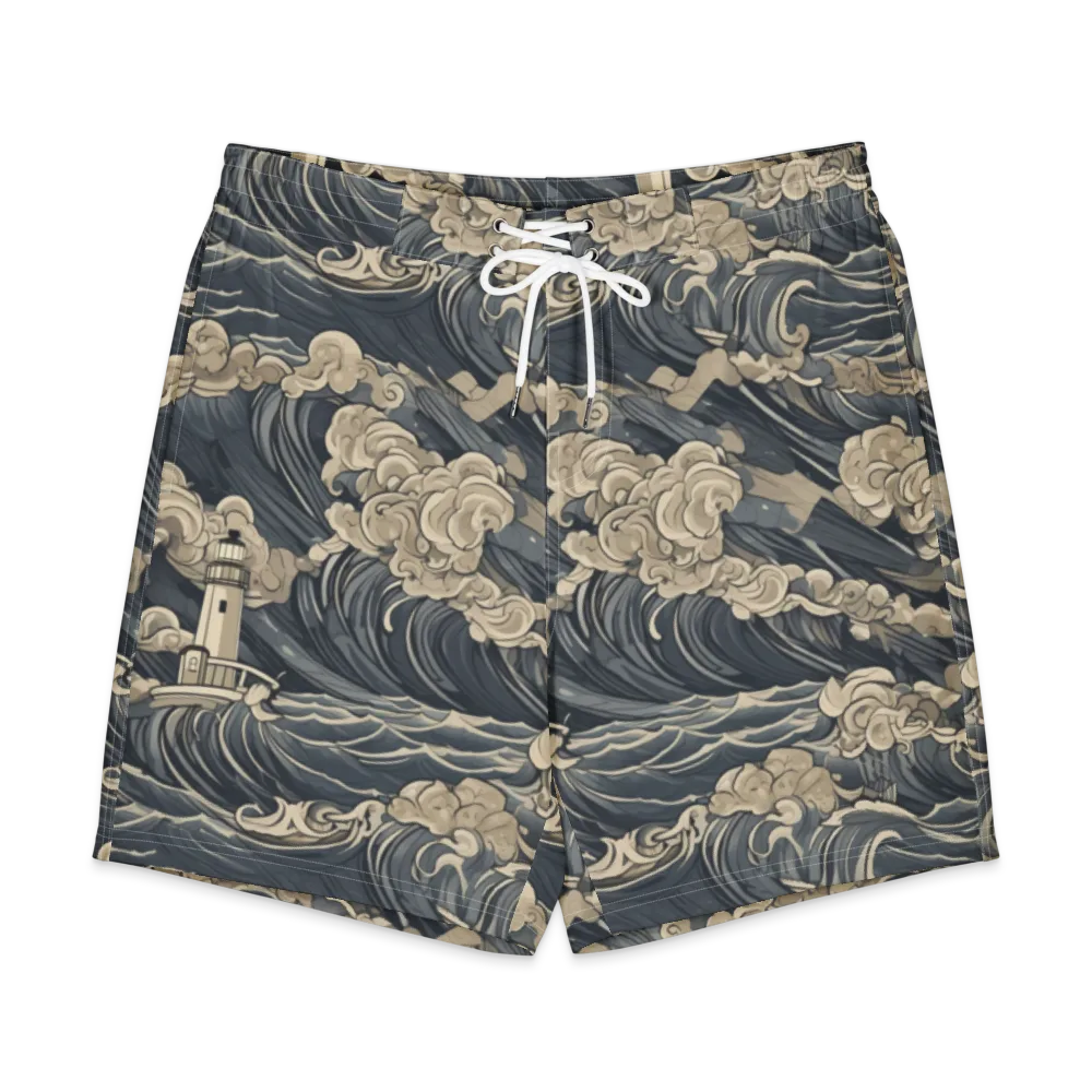 Beacon in the Swell on Men's Board Shorts — Front