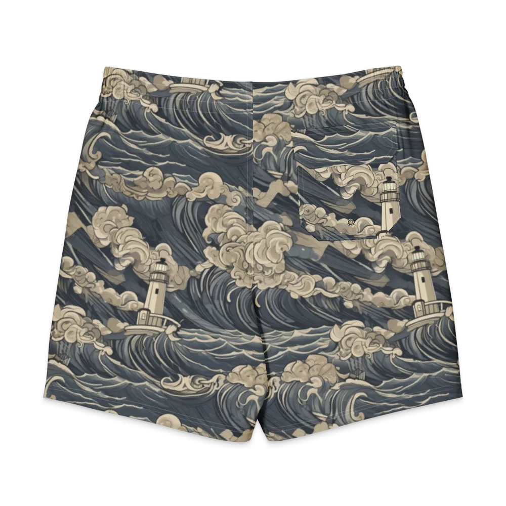 Beacon in the Swell on Men's Board Shorts — Back