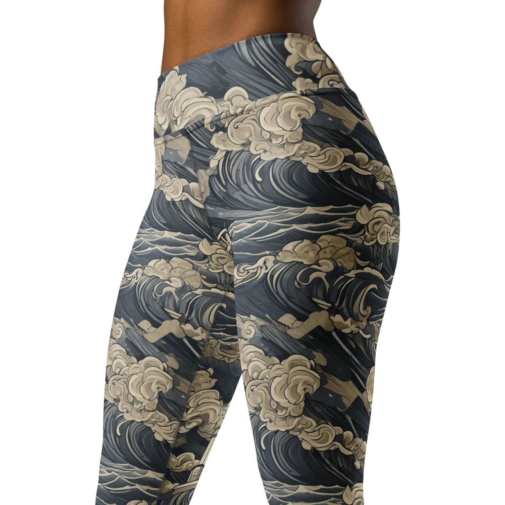 Beacon in the Swell on Yoga Leggings — Left Front