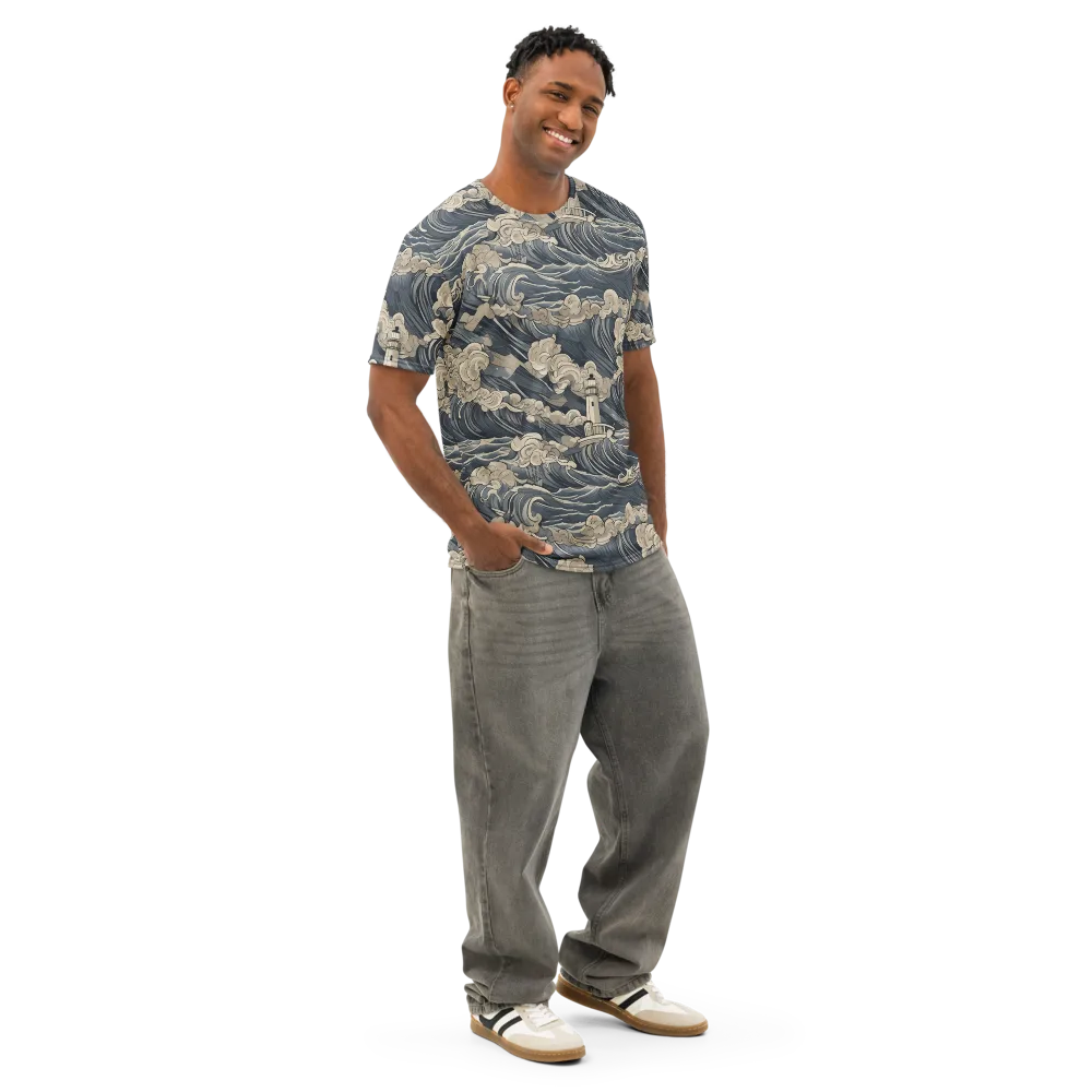 Beacon in the Swell on Men's Cotton Crew Neck T-Shirt — Right Front