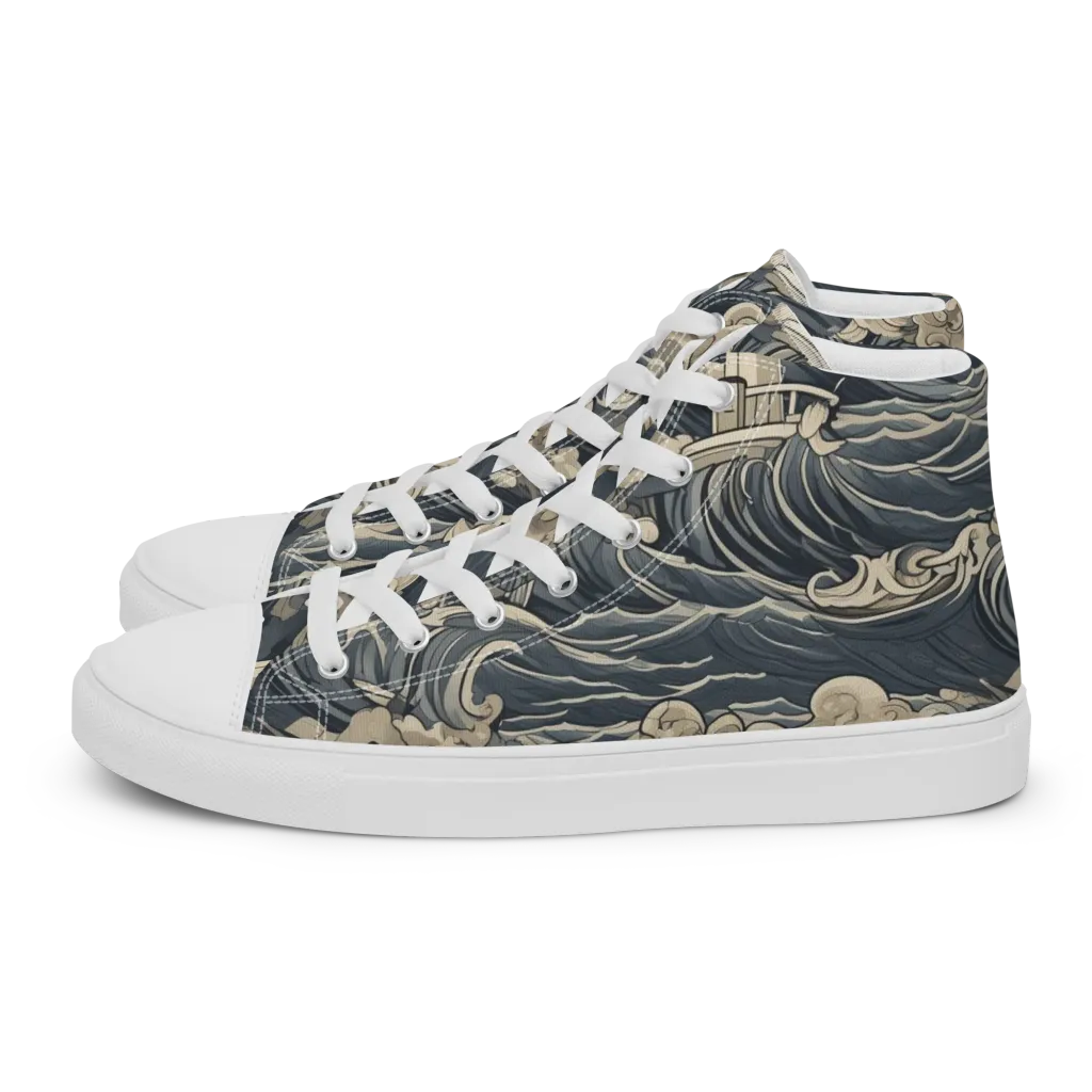 Beacon in the Swell on Men's High Top Canvas Shoes — Left