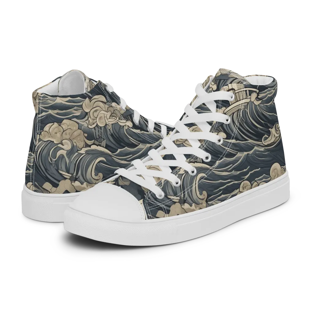 Beacon in the Swell on Men's High Top Canvas Shoes — Left