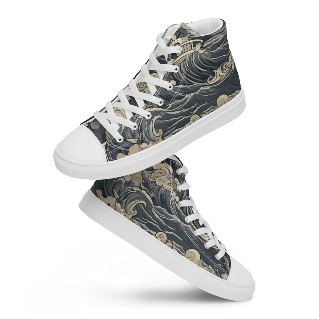 Beacon in the Swell on Men's High Top Canvas Shoes — Front