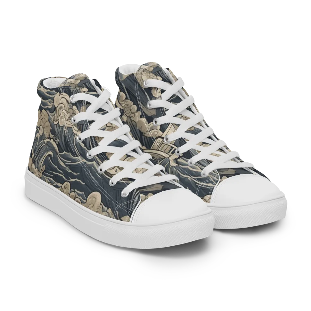 Beacon in the Swell on Women's High Top Canvas Shoes — Right Front