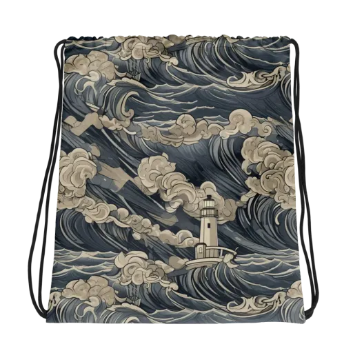 Beacon in the Swell on a Drawstring Bag
