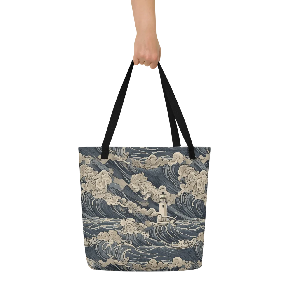 Beacon in the Swell on Large Tote Bag W/ Pocket — Front