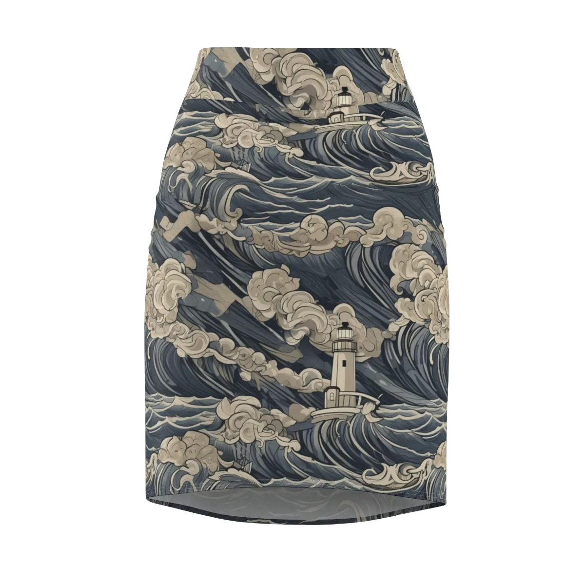 Beacon in the Swell on Pencil Skirt — Front