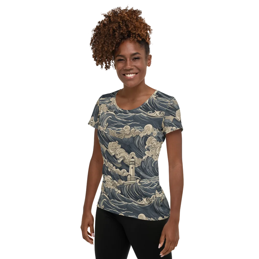 Beacon in the Swell on Women's Athletic T-Shirt — Left