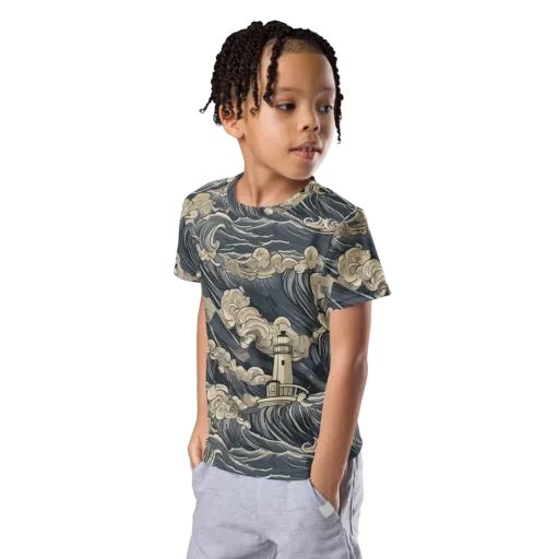 Beacon in the Swell on a Kids Crew Neck T-Shirt