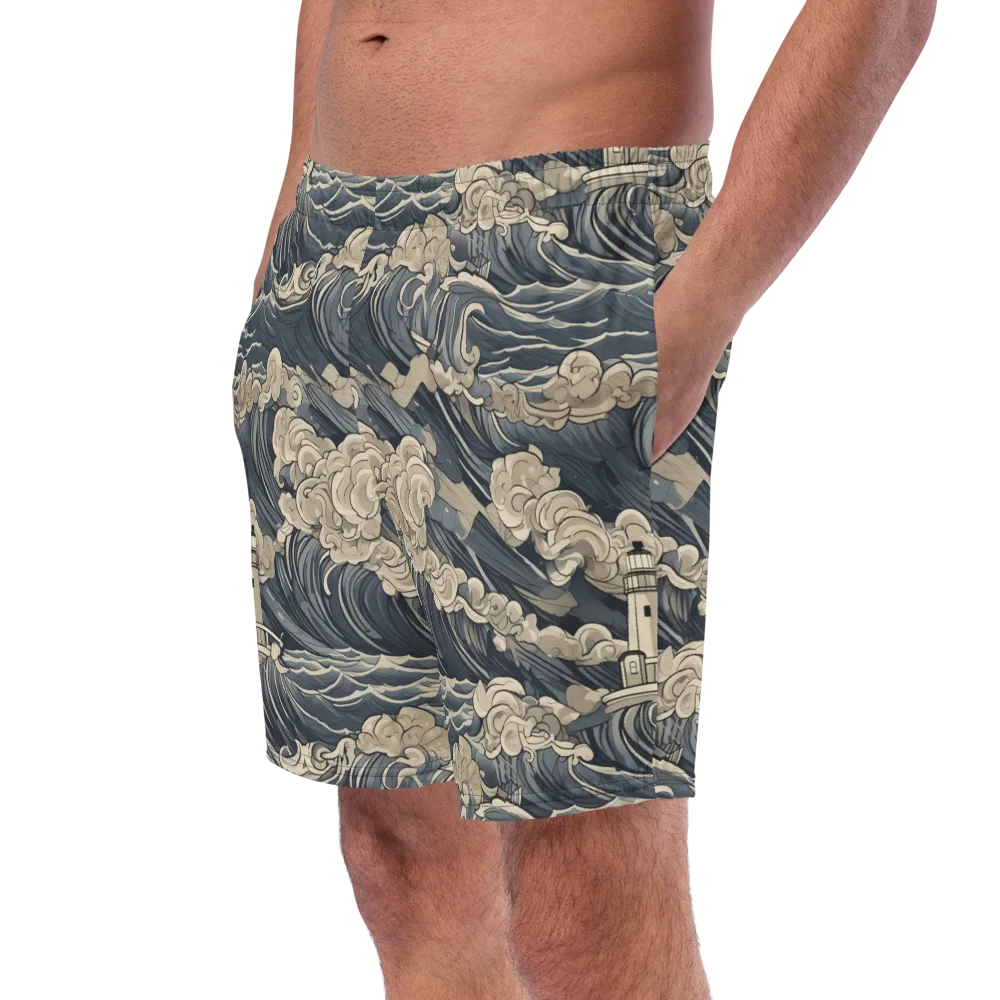 Beacon in the Swell on Swim Trunks — Left Front