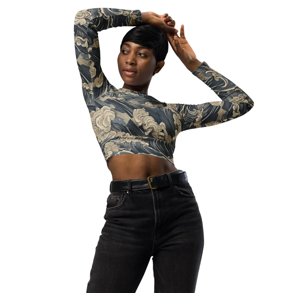 Beacon in the Swell on Long Sleeve Crop Top — Front