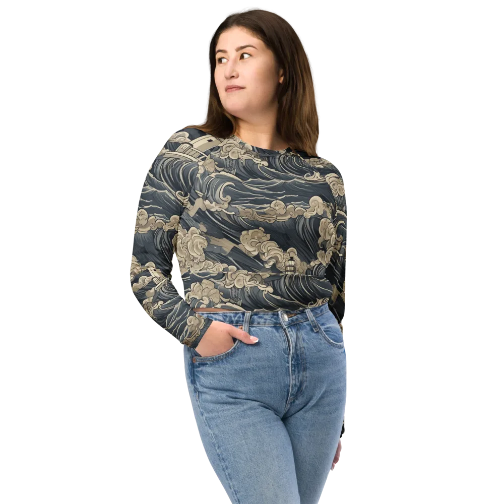 Beacon in the Swell on Long Sleeve Crop Top — Front