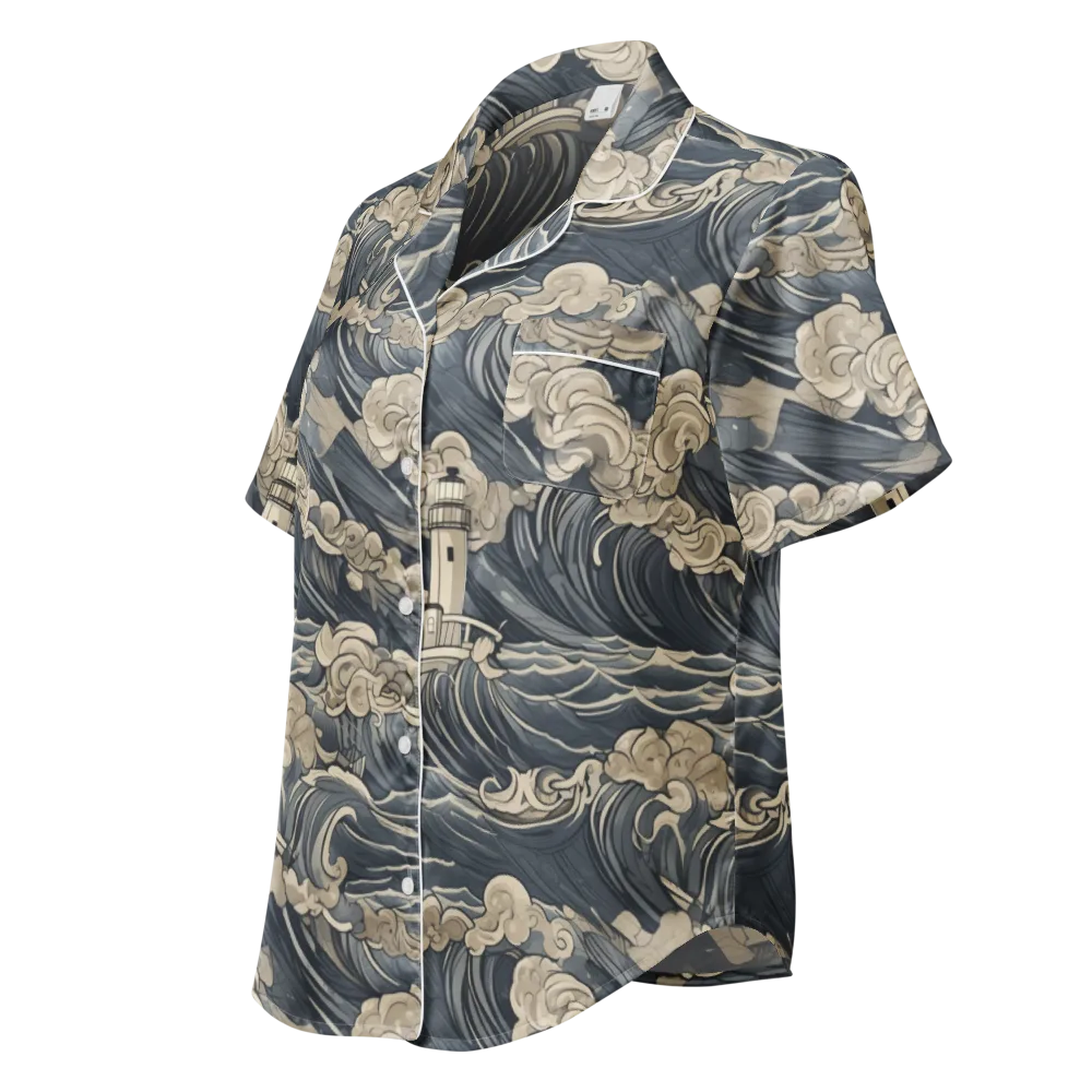 Beacon in the Swell on Women's Short Sleeve Pajama Top — Left Front
