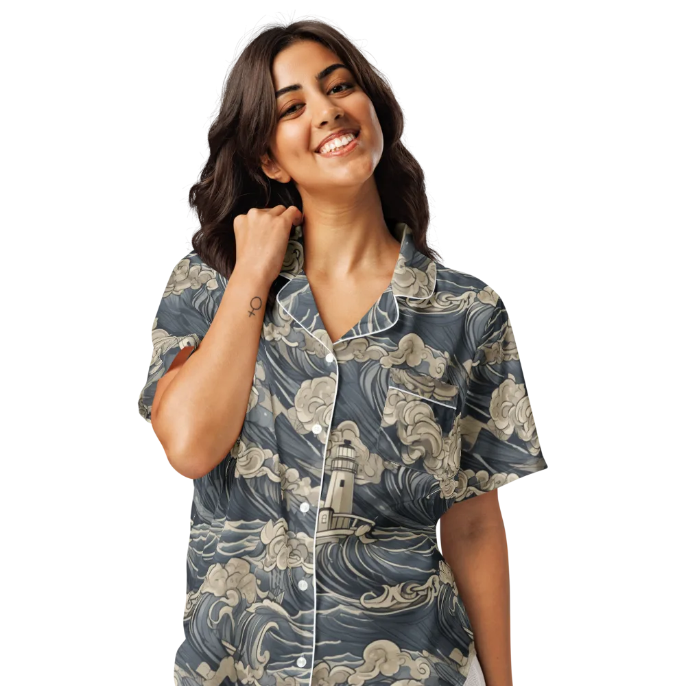 Beacon in the Swell on Women's Short Sleeve Pajama Top — Front