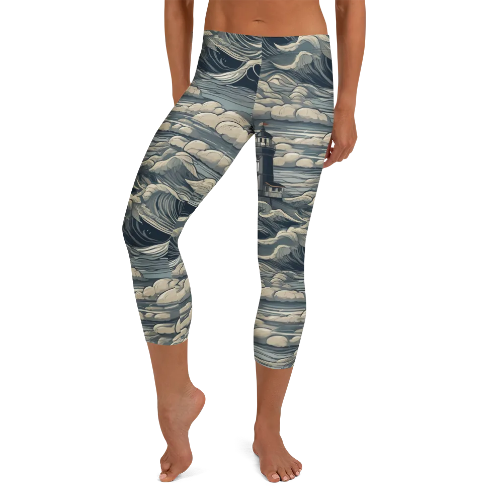 Stormwatch Lighthouse on Capri Leggings — Front