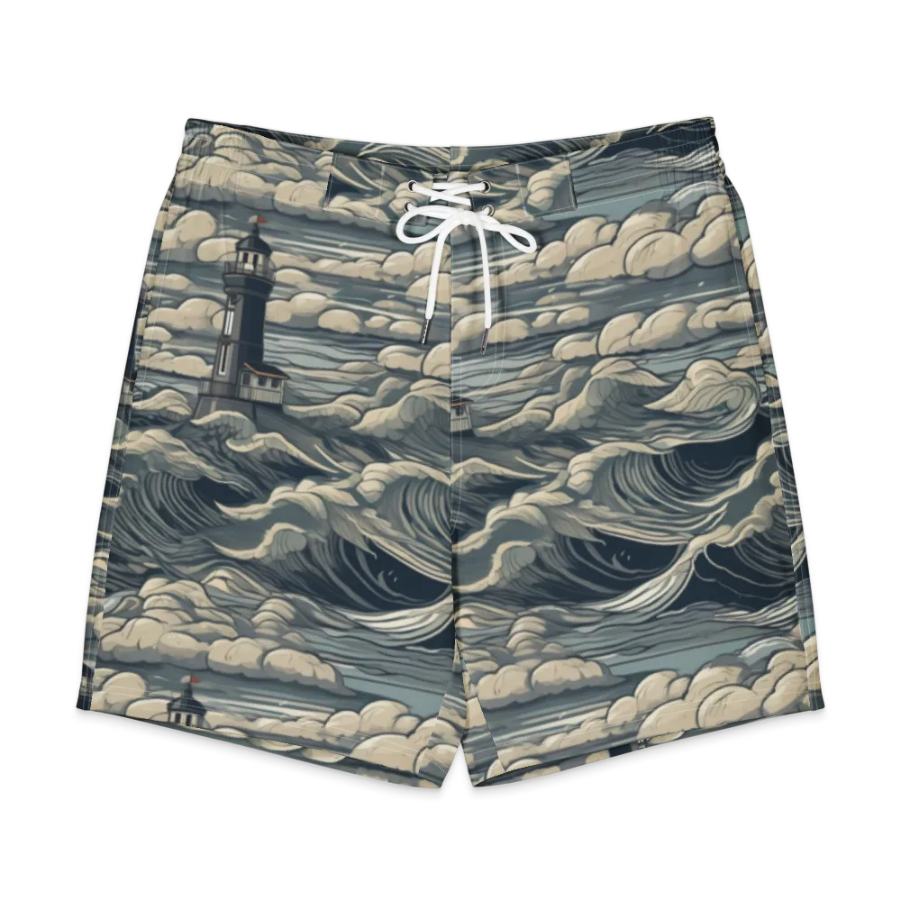 Stormwatch Lighthouse on Men's Board Shorts — Front