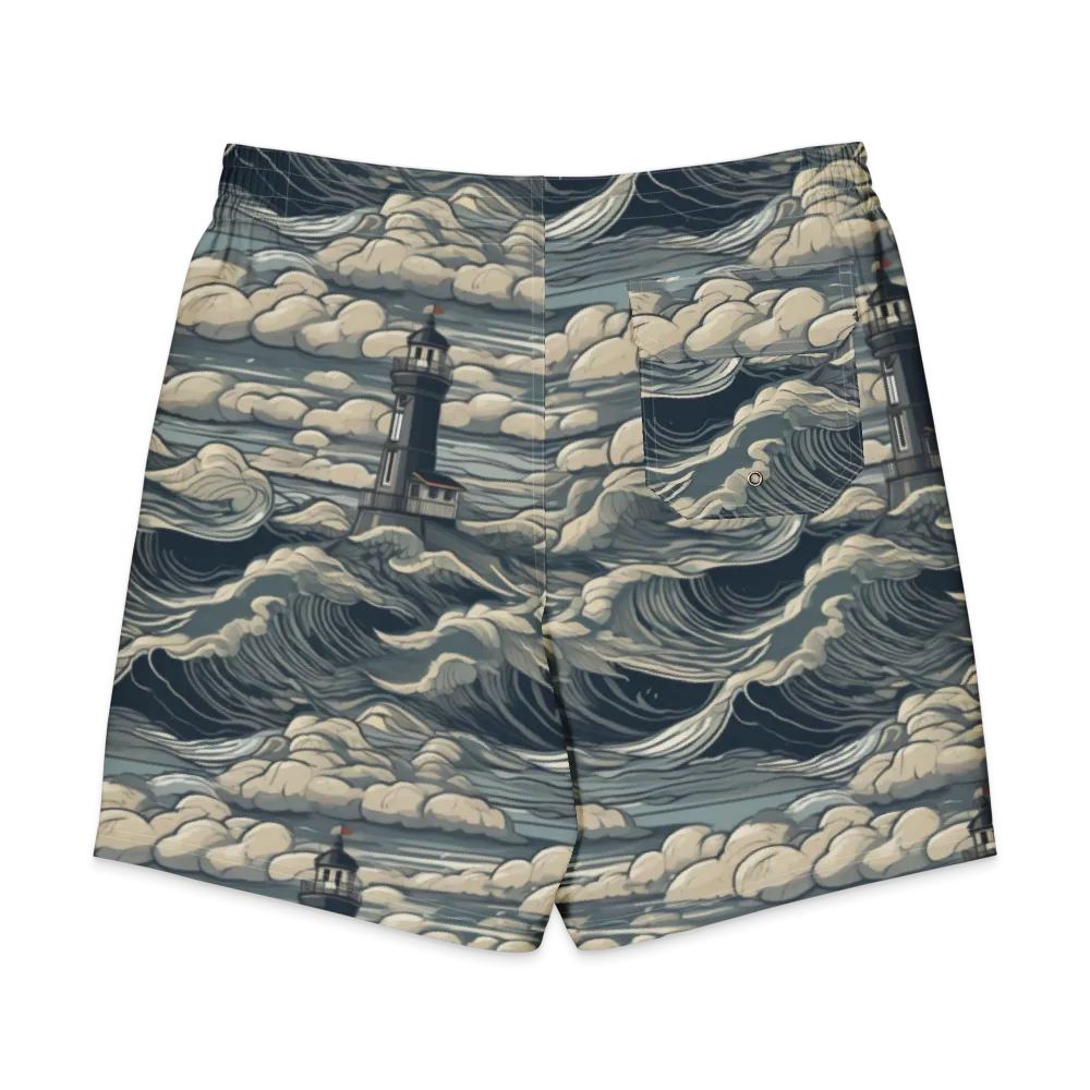 Stormwatch Lighthouse on Men's Board Shorts — Back