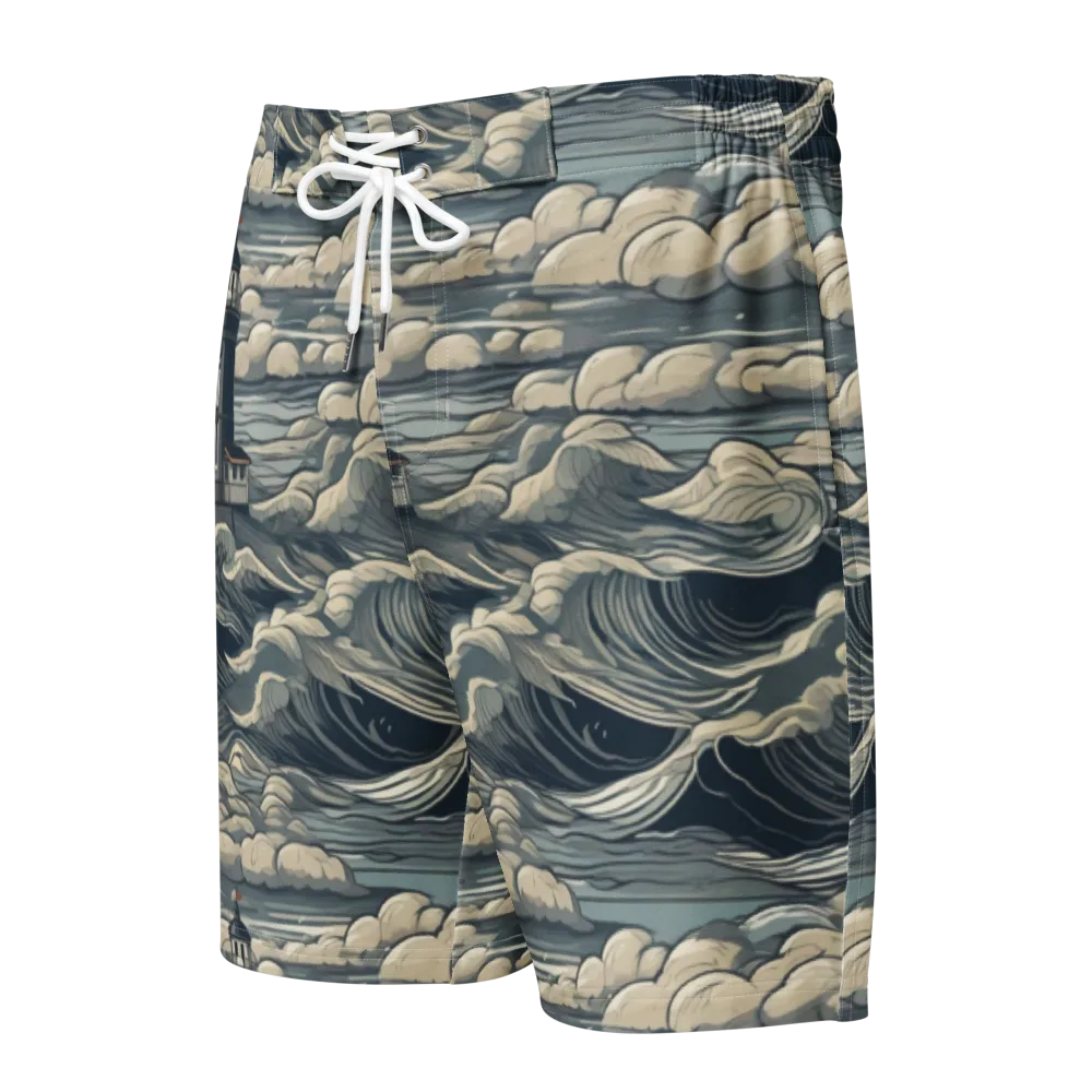 Stormwatch Lighthouse on Men's Board Shorts — Front