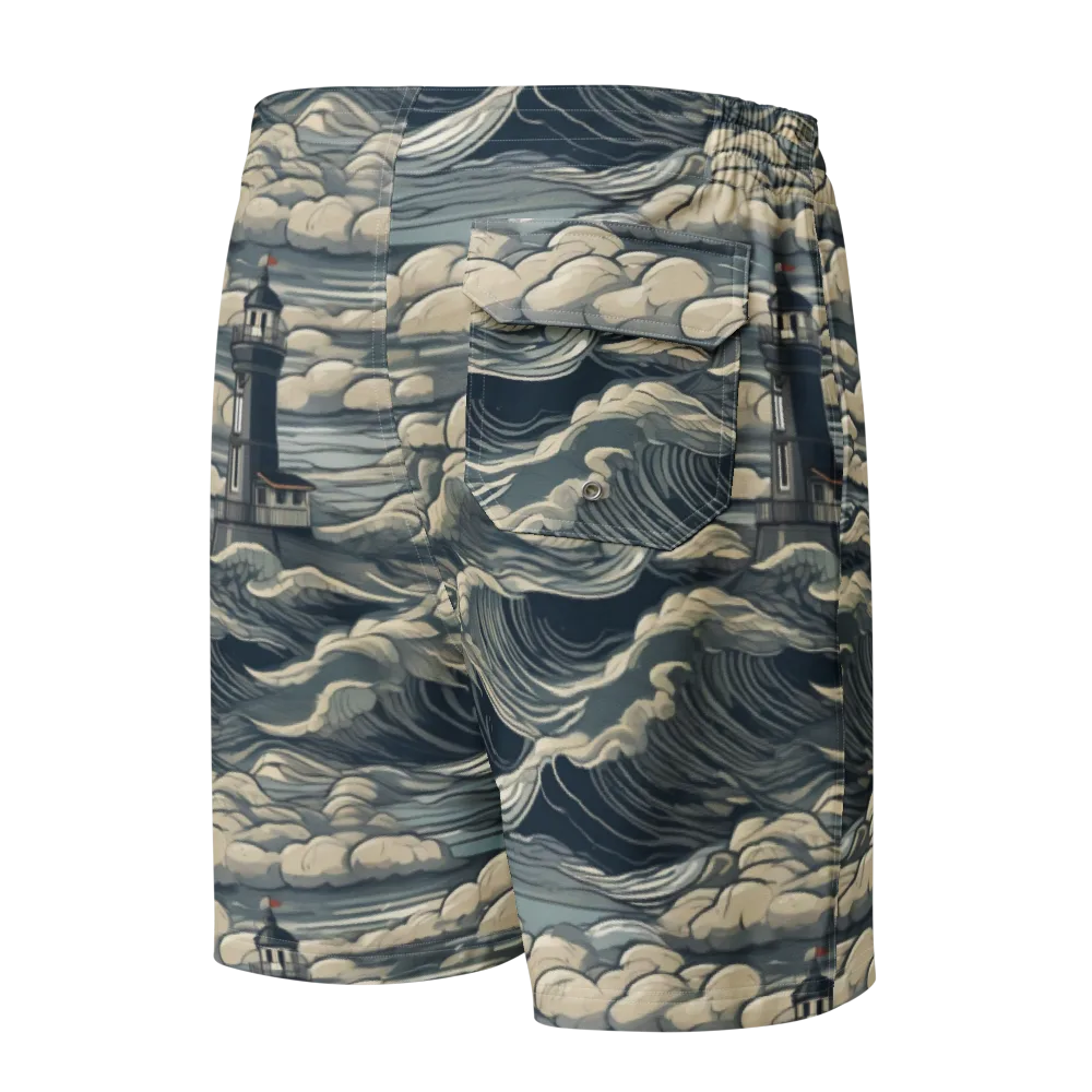 Stormwatch Lighthouse on Men's Board Shorts — Back