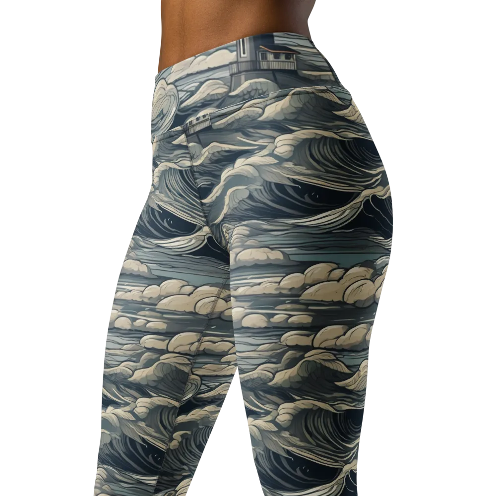 Stormwatch Lighthouse on Yoga Leggings — Left Front