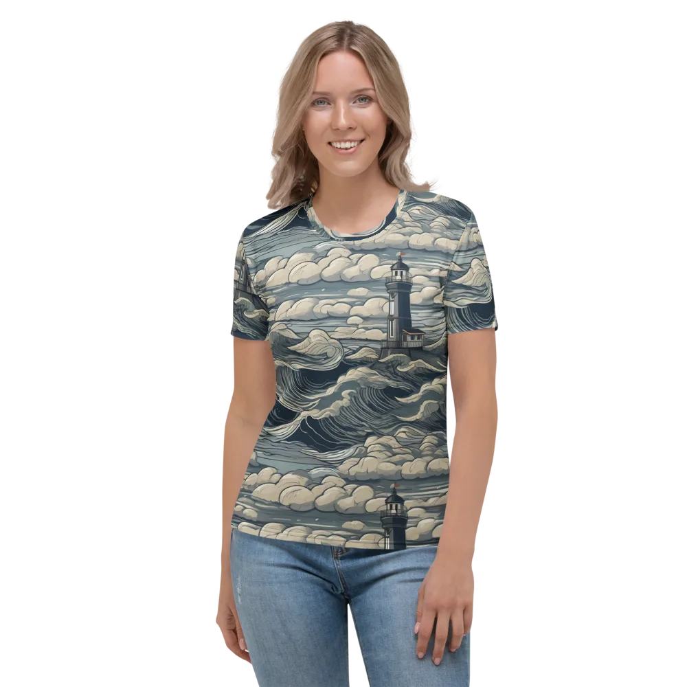 Stormwatch Lighthouse on Women's Crew Neck T-Shirt — Front