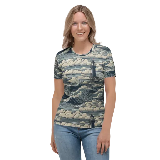 Stormwatch Lighthouse on a Women's Crew Neck T-Shirt